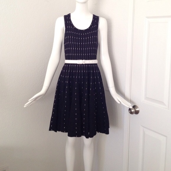 M.A.K Black white fit flare knit dress - Picture 1 of 7